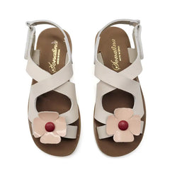Sonatina margarita white peach bordeaux flower sandal - girls