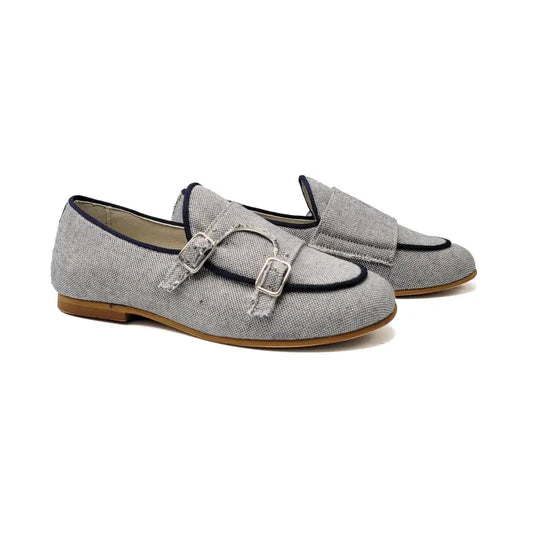 Sonatina roy up navy white linen slip on - boys