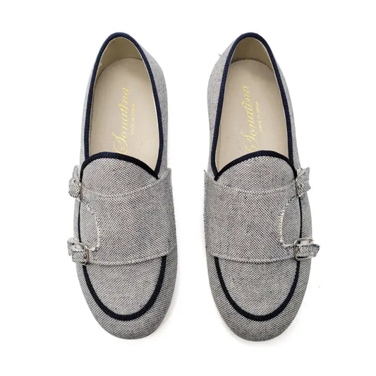 Sonatina roy up navy white linen slip on - boys