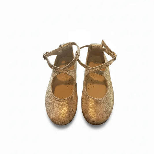 SONATINA Shana Gold Shimmer ankle criss cross ballet