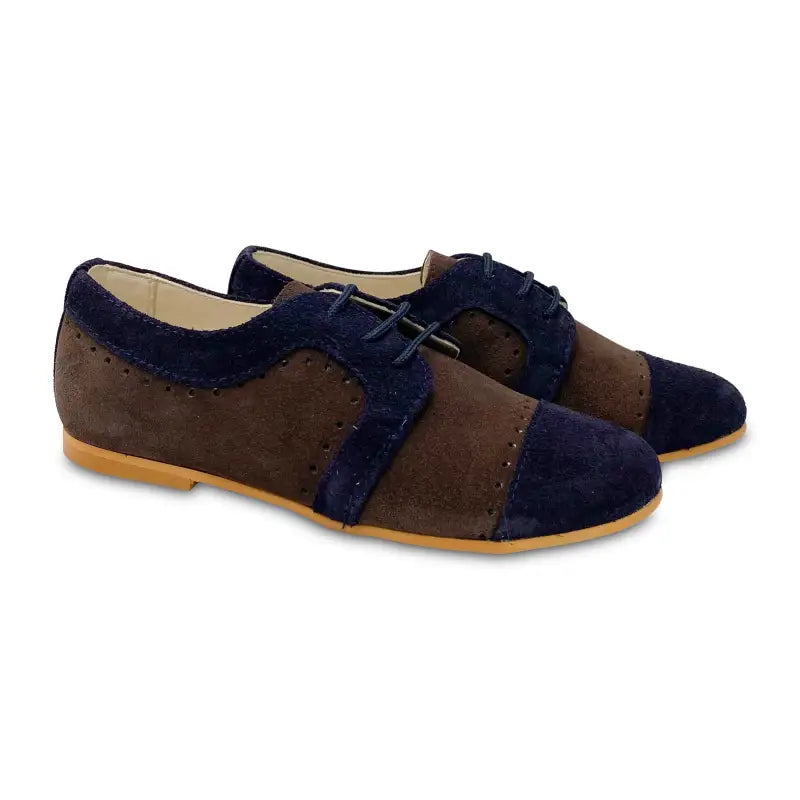 Sonatina sir chocolate brown and navy suede oxford - boys