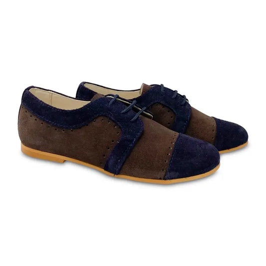 Sonatina sir chocolate brown and navy suede oxford - boys