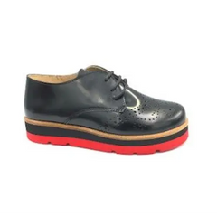 Tny black leather red sole laced oxford 14941 - girls