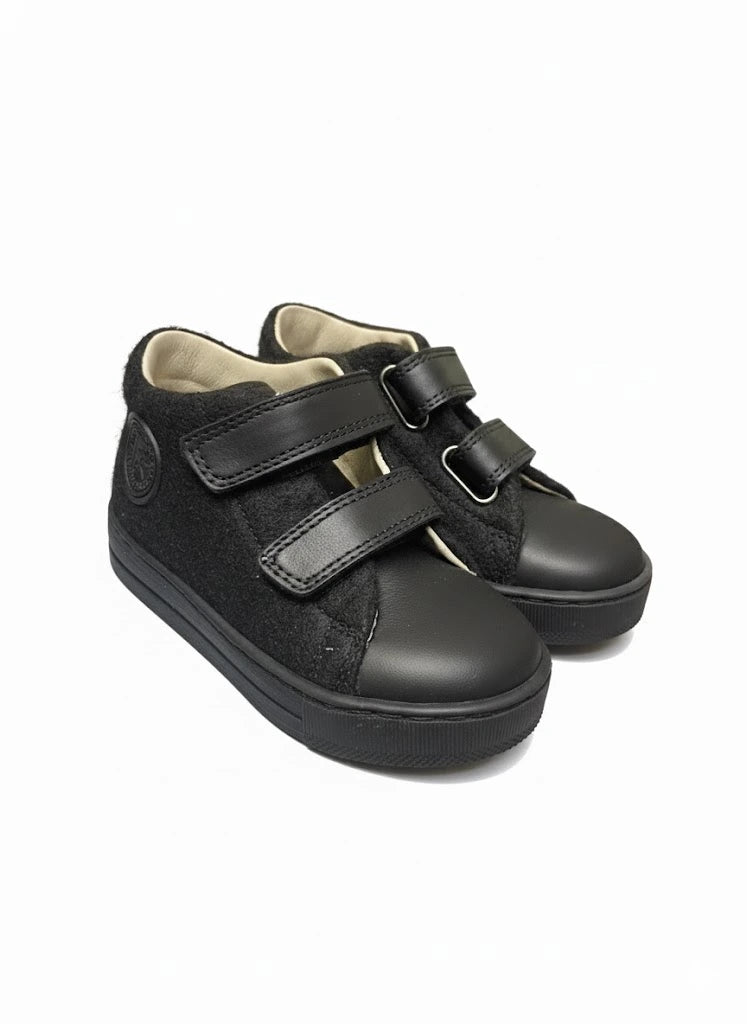 Falcotto Michael Black Flannel Velcro Sneakers