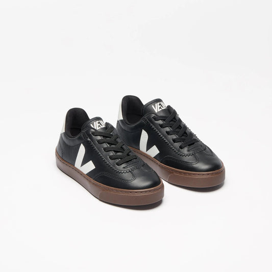 22 veja black bark no tie lace slip on sneaker | kids fast shipping