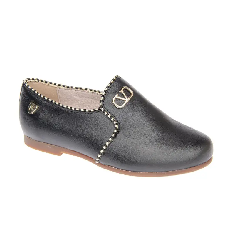 Venettini conor3 black gold detailed trim smoking slip on - boys