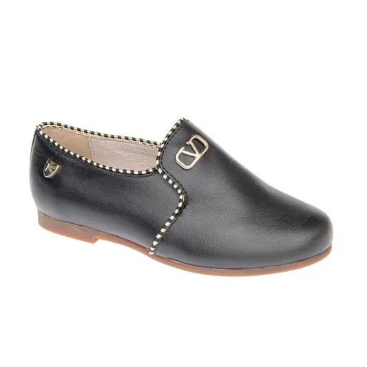 Venettini conor3 black gold detailed trim smoking slip on - boys