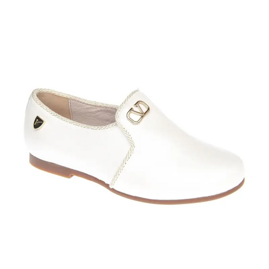 Venettini conor3 pearl white gold detail smoking slip on - girls