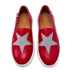 Venettini erin red silver star slip on sneaker - girls