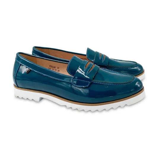 Venettini stella teal patent loafer