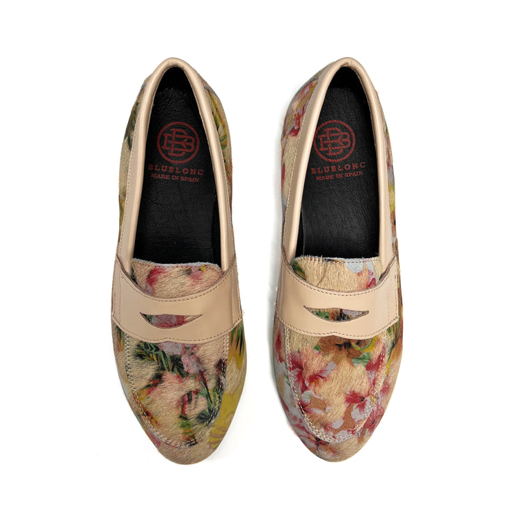 Blublonc Caylee Taupe Floral Penny Slip on