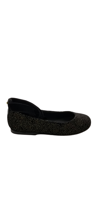Manuela De Juan  Ankle  Strap Black Velvet Gold Shimmer Ballet s2600