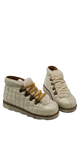 Pepe' ES X LS Off White Lace Up Quilted Fur High Top 818