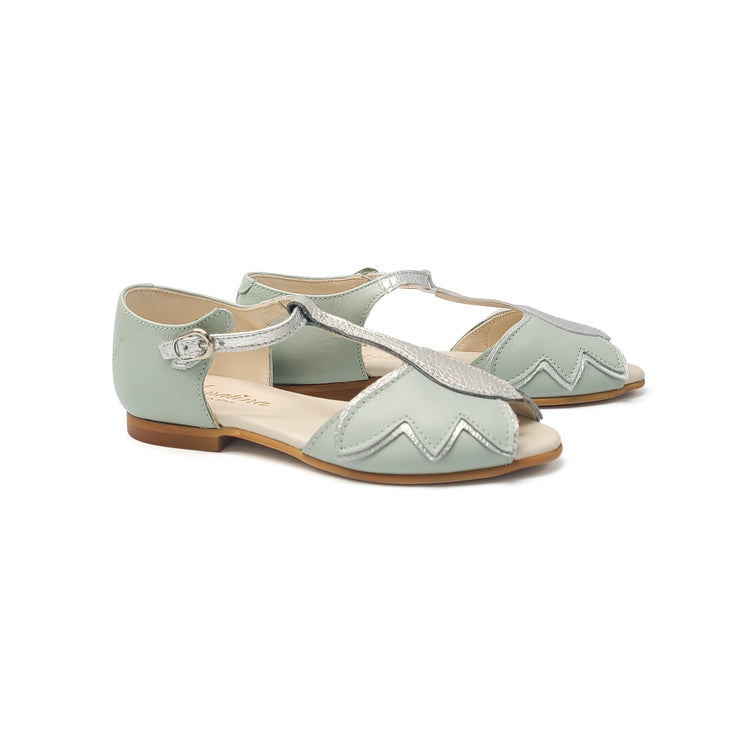 Sonatina Fiore Mint Silver Butterfly T-Strap Sandal
