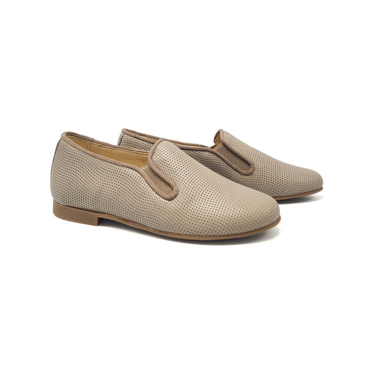 Andanines Taupe Perforated Smoking Slip On 182447