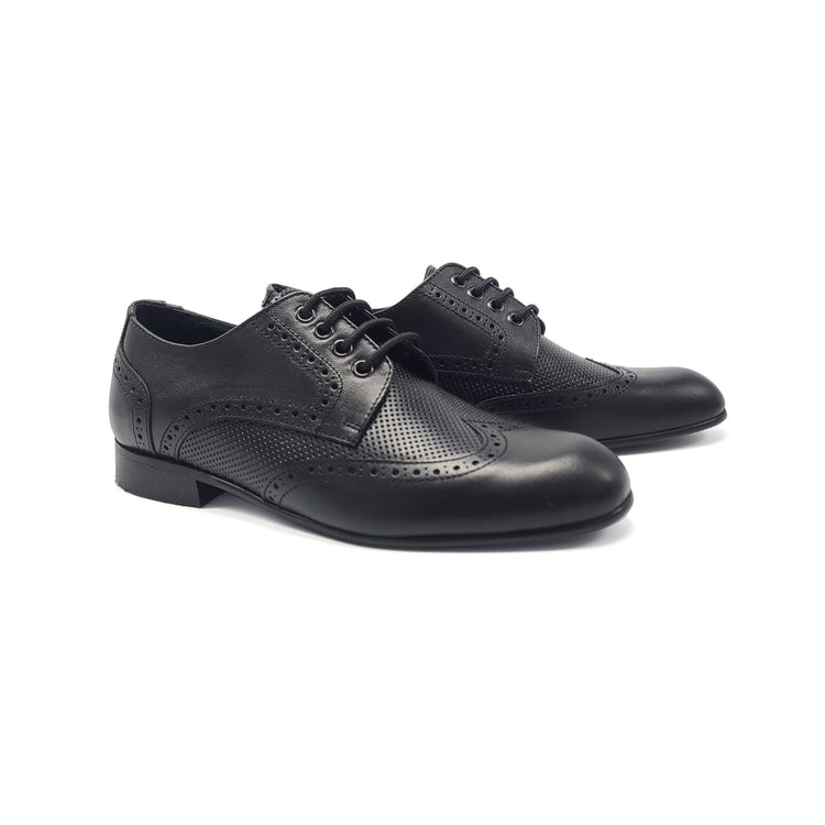 Andanines Black Textured Wingtip Lace Oxford 162675