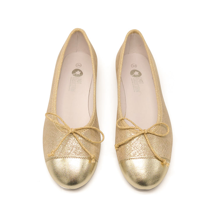 LMDI Gold Linen Ballet Flat