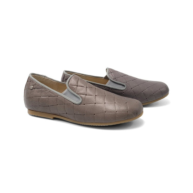 Manuela De Juan Grey Weave Smoking Shoe S2488