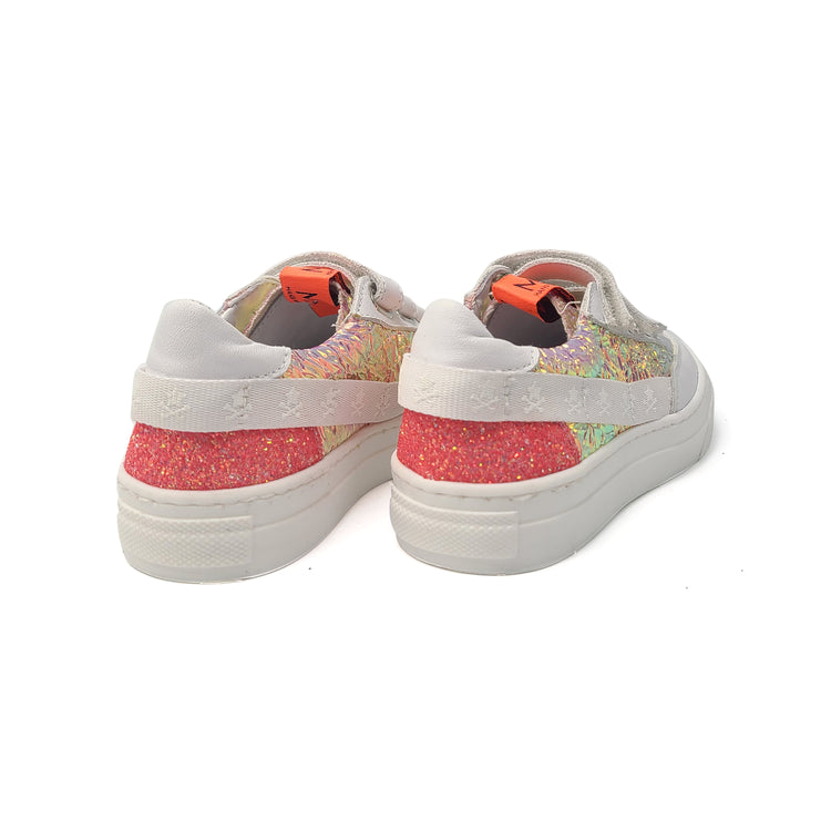 MAA Neon Glitter White Velcro Sneaker C428