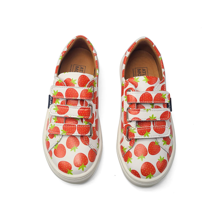 Atlanta Mocassin White Strawberry Velcro Sneaker 523