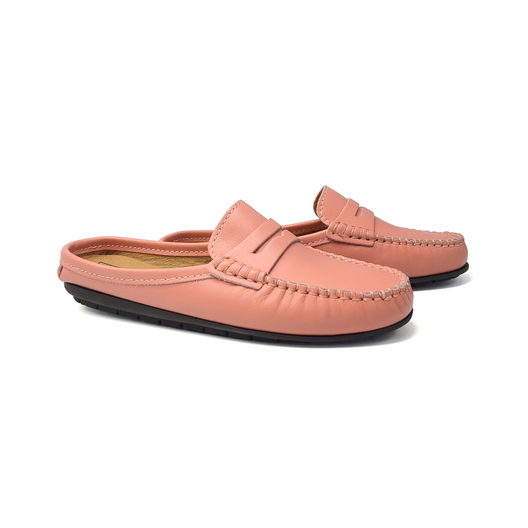 Atlanta Mocassin Peach Penny Open Back Slipper 009