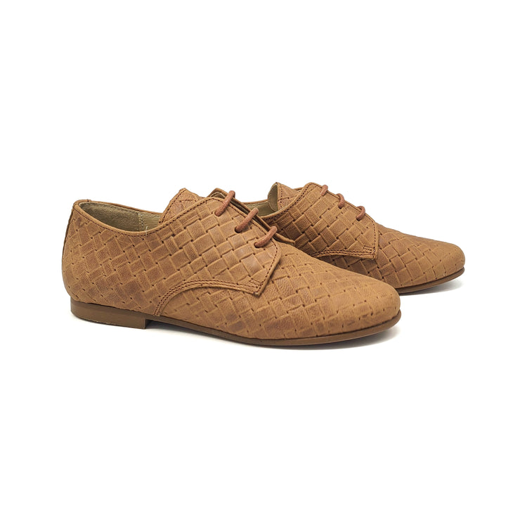 LMDI Blucher Tan Basket Weave Lace Dress Shoe