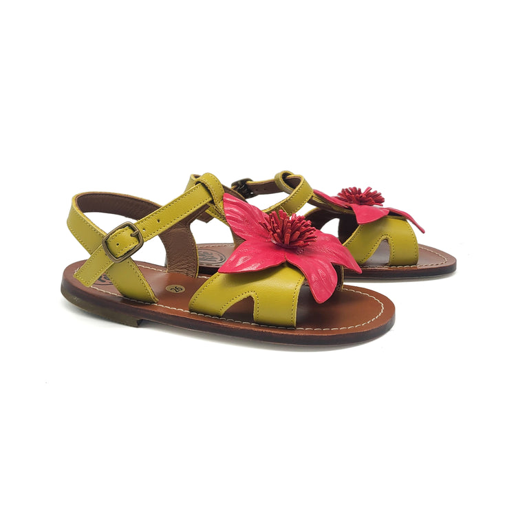 PEPE Green and Fuchsia Flower Sandal 01269
