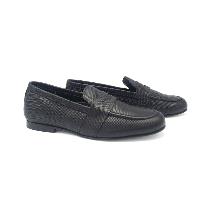Brunellis Black Textured Penny Loafer Dress Shoe U1245