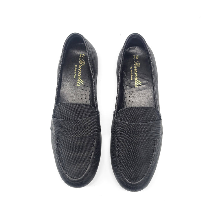 Brunellis Black Textured Penny Loafer Dress Shoe U1245