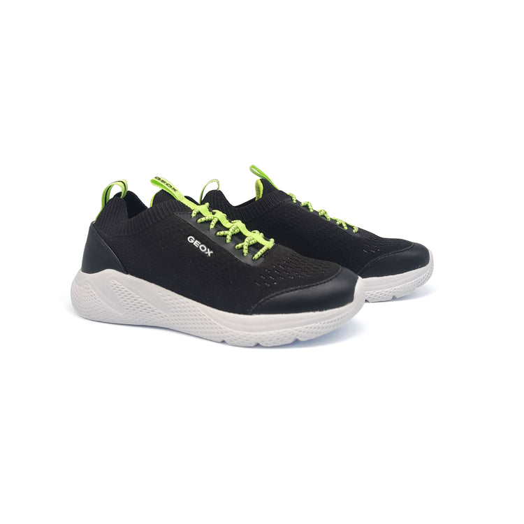 Geox Black & Green Mesh Sock Sneaker