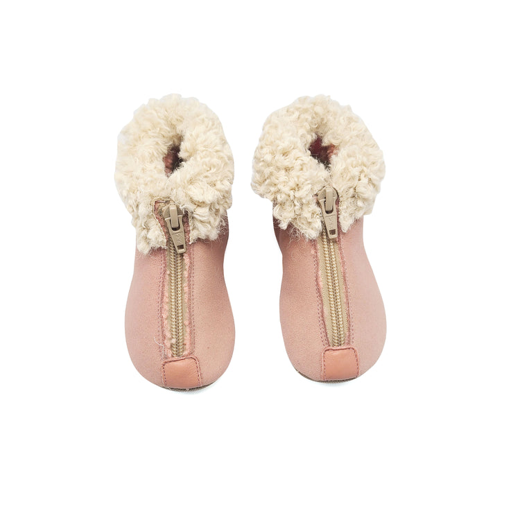PEPE' Rose Pink Shearling Trim Front Zipper Baby Bootie 225