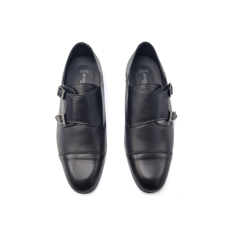 Andanines Black Perforated Monk Strap Dress Shoe 182705