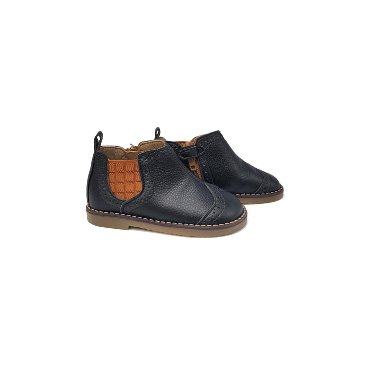 Maria Catalan Black & Camel Wingtip Baby Bootie