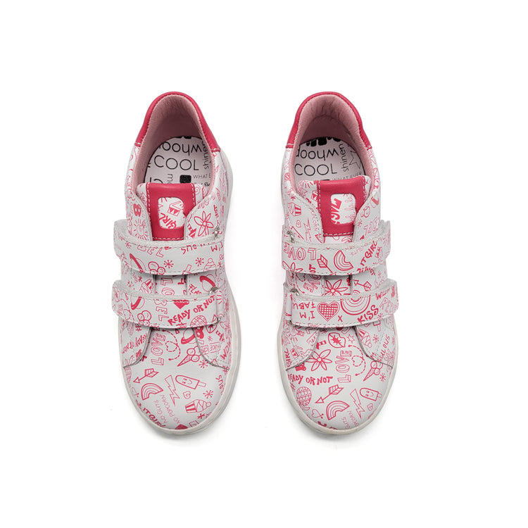Bo-Bell Iguana Pink Doodle Velcro Sneaker