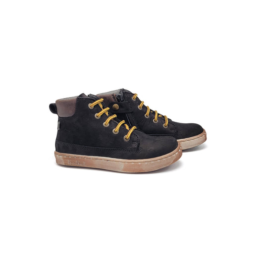 Bo-Bell Bryan Black Suede Yellow Laces High Top Bootie