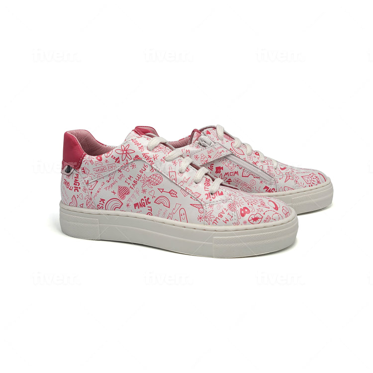 Bo-Bell Iga Pink Doodle Lace Sneaker