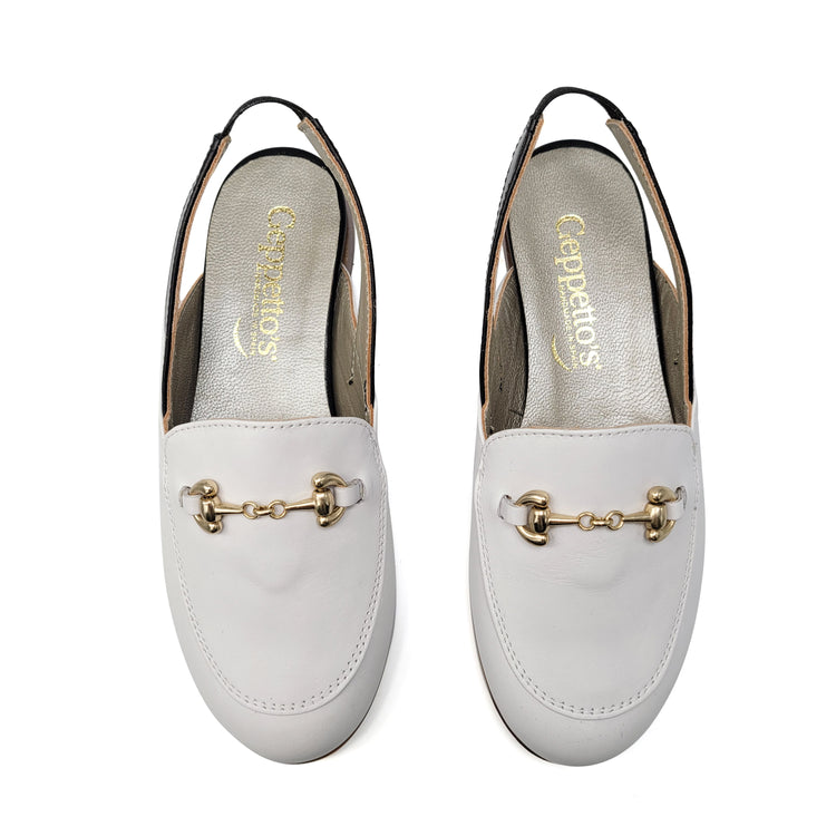 Geppettos White Leather Slingback 102080