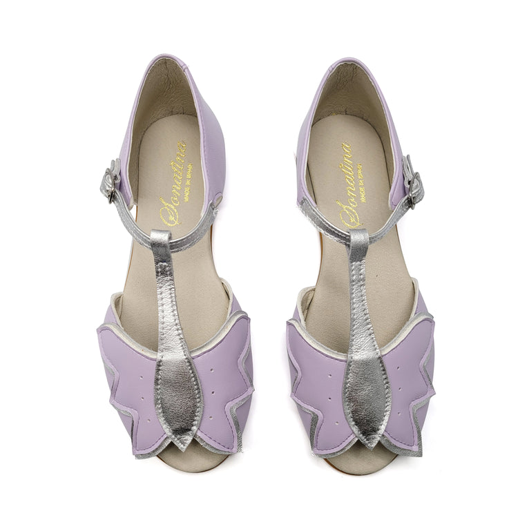 Sonatina Fiore Lavender Silver Butterfly T-Strap Sandal
