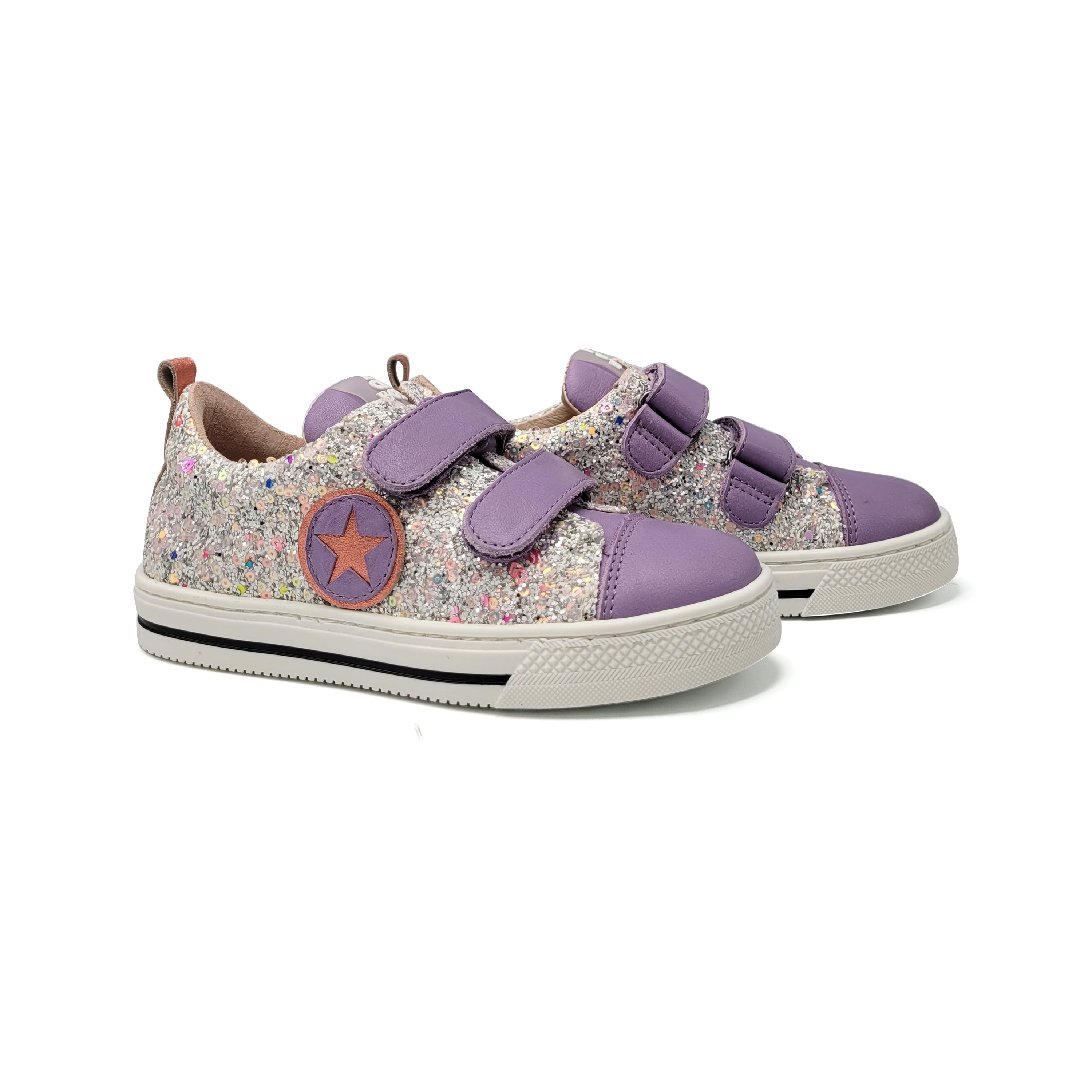 Acebos Lilac Glitter Velcro Sneaker 5603 – Laced Shoe Inc