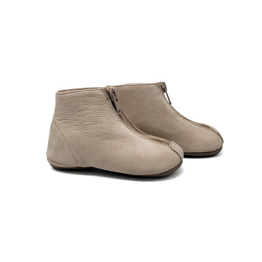 Pepe Taupe Suede Front Zipper Bootie 225