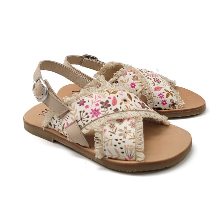 Manuela De Juan Pink Floral Design Sandal S2539