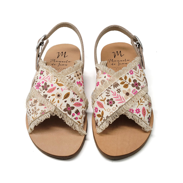 Manuela De Juan Pink Floral Design Sandal S2539