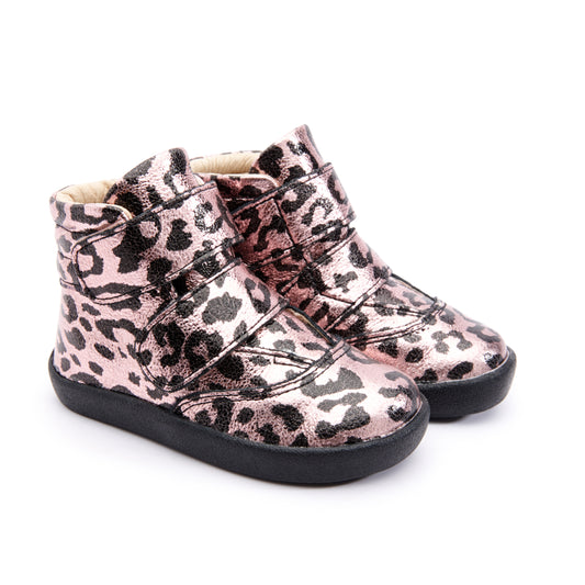 OldSoles Metallic Pink Leopard Velcro Bootie 5071