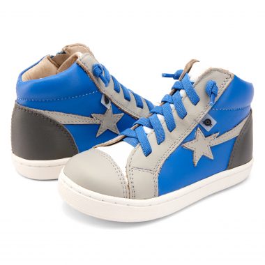 Oldsoles Cobalt Grey Star No Tie Hi Top Side Zipper Sneaker 6117