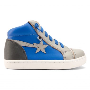 Oldsoles Cobalt Grey Star No Tie Hi Top Side Zipper Sneaker 6117