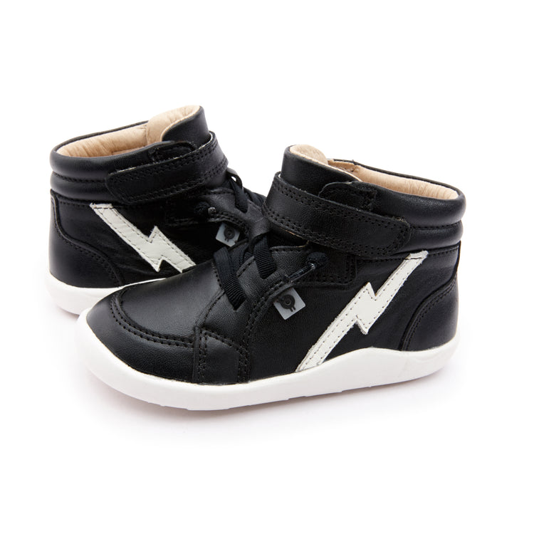 OldSoles Black and White Lightening Velcro Hi Top Sneaker 8018