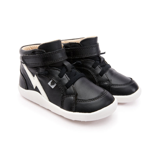 OldSoles Black and White Lightening Velcro Hi Top Sneaker 8018