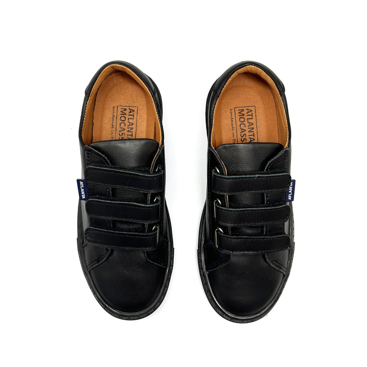 Atlanta Mocassin Black Velcro Sneaker 523
