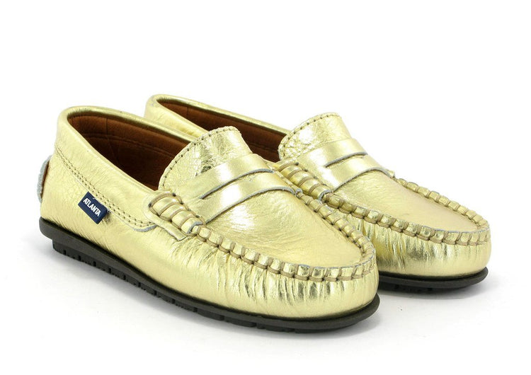 Atlanta Moccasin Gold Metallic Penny Loafer 18381 – Laced Shoe Inc