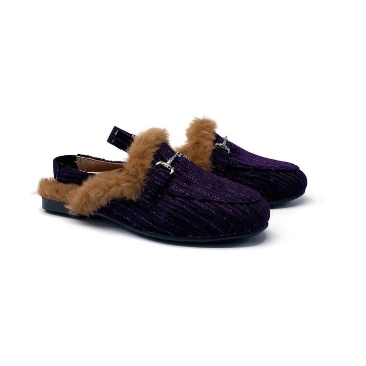 Gufanpei Purple Shimmer Fur Lined Slingback 1868